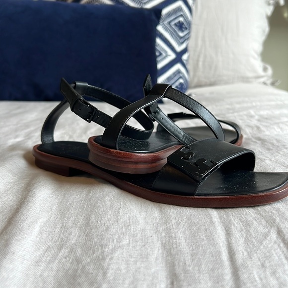 Tory Klein Shoes - Tory Burch Black sandal with brown sole and trim